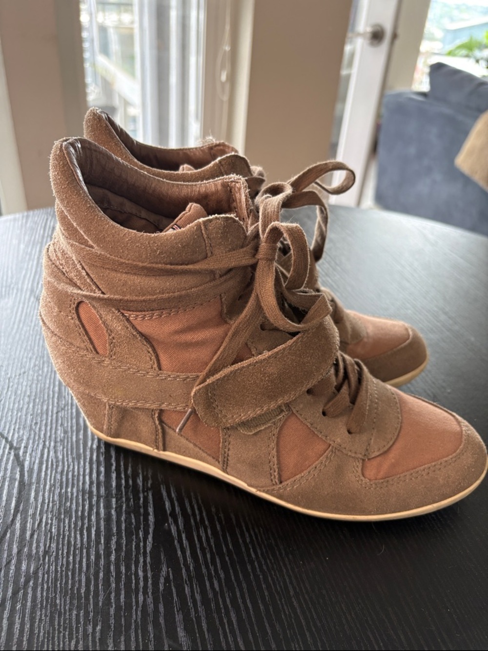 Ash Bowie Wedge High Top Sneakers 41 (10) Tan Taupe Shoes Y2K